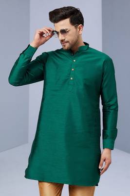 Green Art Silk Plain Kurta pajama 2