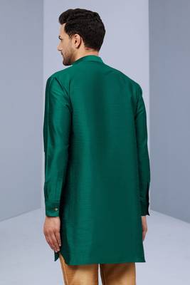Green Art Silk Plain Kurta pajama 4