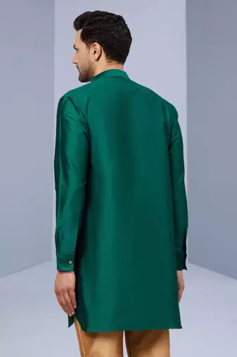 Green Art Silk Plain Kurta pajama