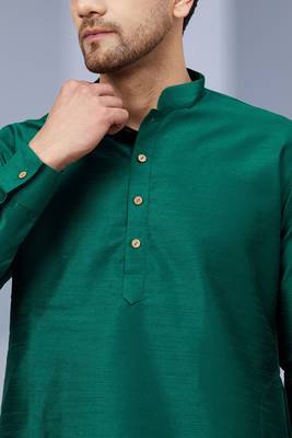 Green Art Silk Plain Kurta pajama 5