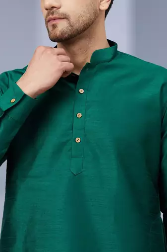 Green Art Silk Plain Kurta pajama