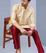 Fawn Art Silk Plain Kurta pajama