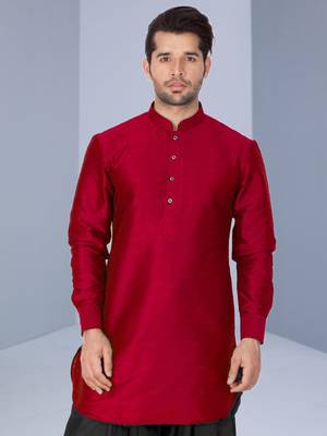 Maroon Art Silk Plain Dhoti kurta 2