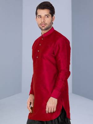 Maroon Art Silk Plain Dhoti kurta 3