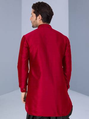 Maroon Art Silk Plain Dhoti kurta 4