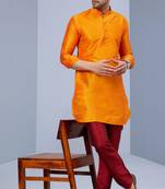 Maroon Art Silk Plain Kurta pajama