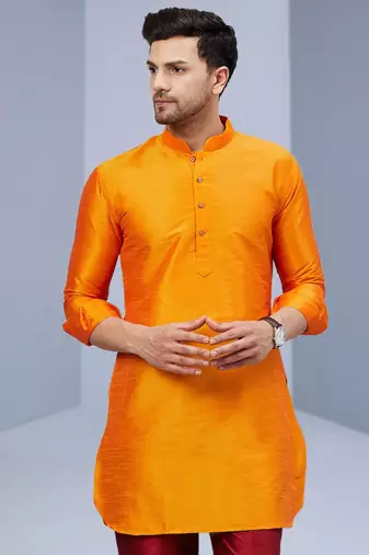 Maroon Art Silk Plain Kurta pajama