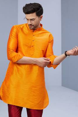 Maroon Art Silk Plain Kurta pajama 3