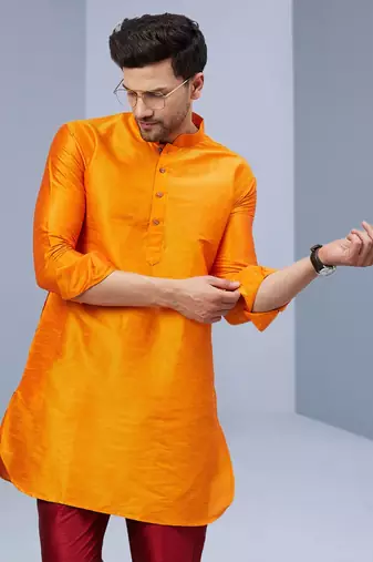 Maroon Art Silk Plain Kurta pajama