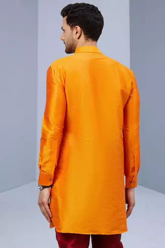 Maroon Art Silk Plain Kurta pajama