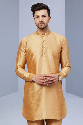 Gold Art Silk Plain Kurta pajama 2