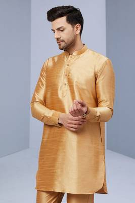 Gold Art Silk Plain Kurta pajama 3