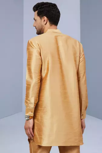 Gold Art Silk Plain Kurta pajama