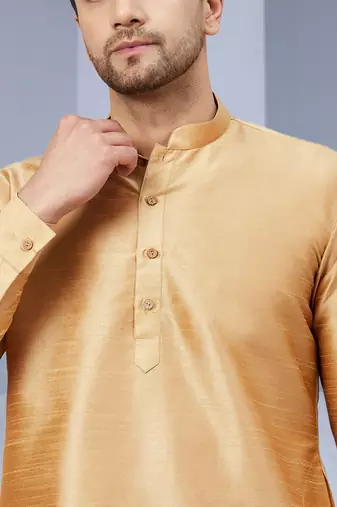Gold Art Silk Plain Kurta pajama