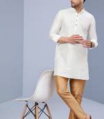 White Art Silk Plain Kurta pajama