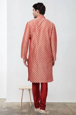 Maroon Art Silk Printed Kurta pajama 2