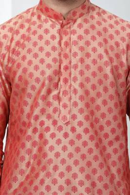 Maroon Art Silk Printed Kurta pajama 4