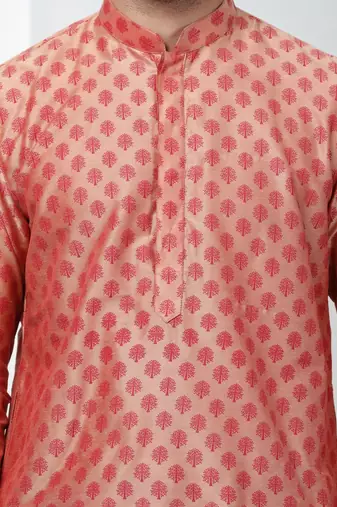 Maroon Art Silk Printed Kurta pajama