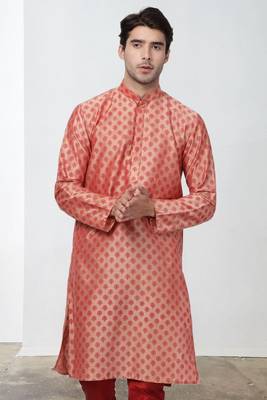 Maroon Art Silk Printed Kurta pajama 5