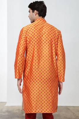 Maroon Art Silk Printed Kurta  pajama 2