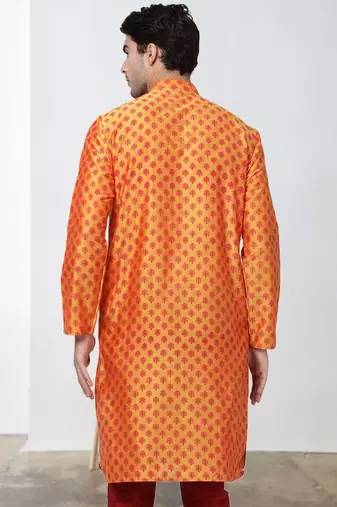 Maroon Art Silk Printed Kurta  pajama