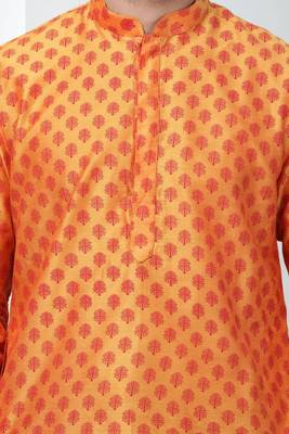 Maroon Art Silk Printed Kurta  pajama 4