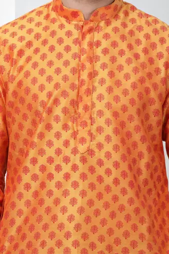 Maroon Art Silk Printed Kurta  pajama