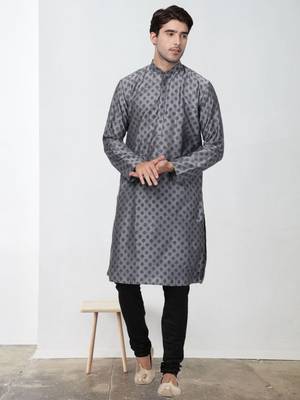 Grey Art Silk Printed Kurta pajama 2