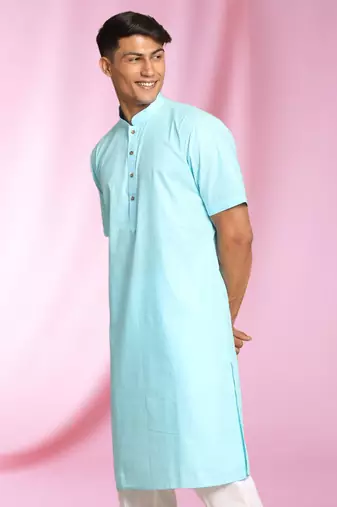 White Art Silk Plain Kurta pajama