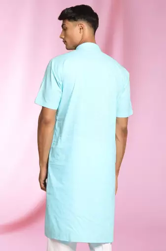 White Art Silk Plain Kurta pajama