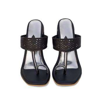 Black solid cut out heels 1