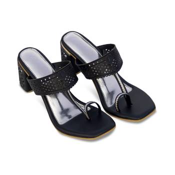 Black solid cut out heels 2