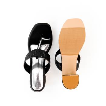 Black solid cut out heels 3
