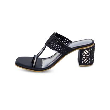 Black solid cut out heels 5