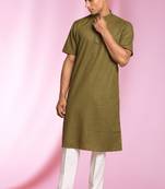 Green Art Silk Plain Kurta pajama
