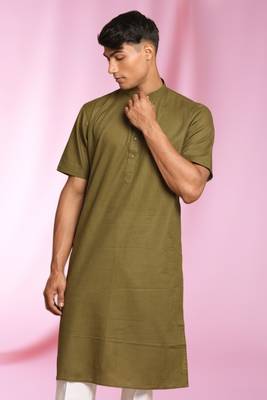 Green Art Silk Plain Kurta pajama 2