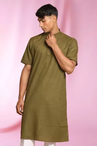 Green Art Silk Plain Kurta pajama