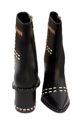 Black embroidery woven melody boots