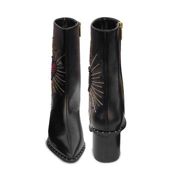 Black embroidery heart me not boots 4