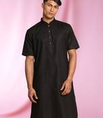 Black Art Silk Plain Kurta pajama