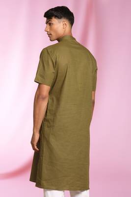 Green Art Silk Plain Kurta pajama 4