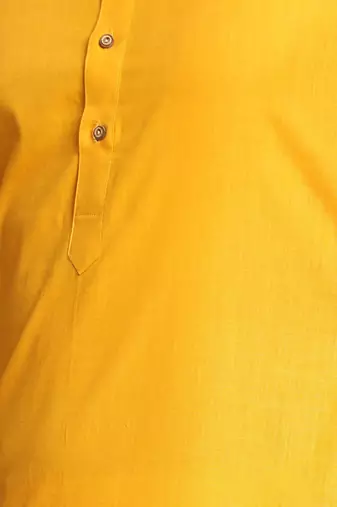 Yellow Art Silk Plain Kurta pajama