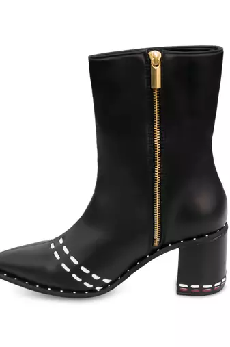 Black embroidery woven melody boots