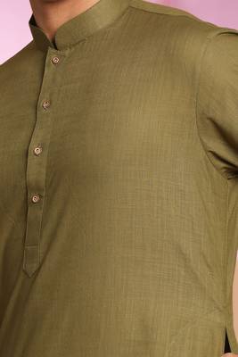 Green Art Silk Plain Kurta pajama 5