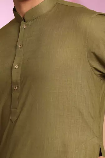 Green Art Silk Plain Kurta pajama