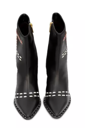 Black embroidery woven melody boots