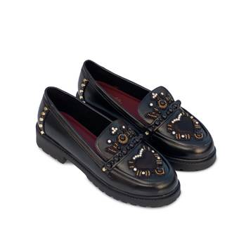 Black embroidery dolce vita loafer heels 4