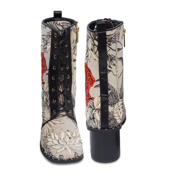 Black embroidery wild side boots 4