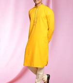 Yellow Art Silk  kurta pajama