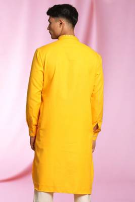 Yellow Art Silk  kurta pajama 3